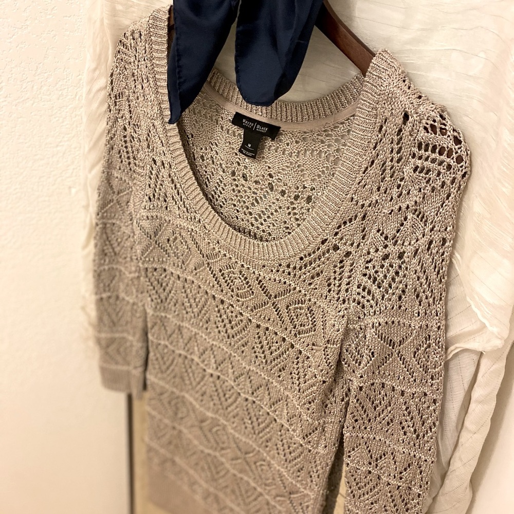 Crochet Sweater embellished with metallic thread